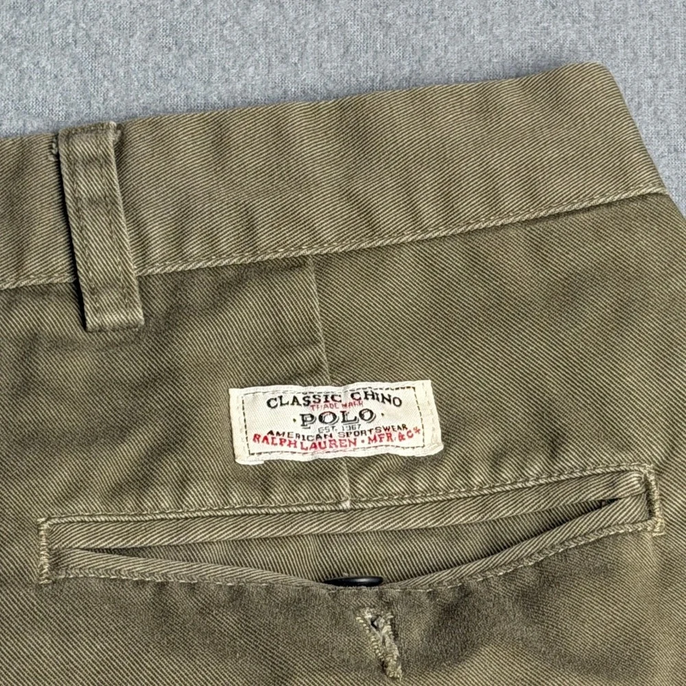 Polo Ralph Lauren Andrew Pant Mens 40x30 Khaki Tan Pleated Cotton Chino Trousers